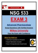 NSG 533 &lpar;Exams 1 &ndash; 3&rpar; Wilkes Advanced Pharmacology Bundle &ndash; Take and pass the Exam
