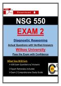Wilkes NSG 550 Exam 2 Diagnostic Reasoning &ndash; Actual Questions & Answers &lpar;Latest PDF&rpar;