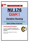 NU 176 Exam 1 Galen Geriatric Nursing &ndash; Actual Questions & Answers &lpar;Latest PDF&rpar;