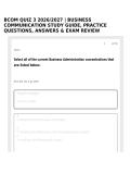 BCOM QUIZ 3 2026&sol;2027 &vert; BUSINESS COMMUNICATION STUDY GUIDE&comma; PRACTICE QUESTIONS&comma; ANSWERS & EXAM REVIEW
