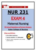 NUR 231 Exam 4 Galen Maternal Nursing &ndash; Actual Questions & Answers &lpar;Latest PDF&rpar;