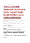 2026-2027 Marketing  Management Comprehensive  Practice Exam with Quality  Questions Verified Answers  with Concise Rationales   