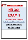 NR 341 Exam 1 Chamberlain Complex Adult Health &ndash; Actual Questions & Answers &lpar;Latest PDF&rpar;