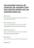 RISK MANAGEMENT FINANCIAL AND&NewLine;OPERATIONAL RISK ASSESSMENT SCRIPT&NewLine;PAPER QUESTIONS ANSWERS AUDIT AND&NewLine;MONITORING REVIEW 2026