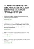 RISK MANAGEMENT ORGANIZATIONAL&NewLine;SAFETY AND MITIGATION PRACTICE TEST&NewLine;ITEMS ANSWERS THREAT ANALYSIS&NewLine;PERFORMANCE REPORT 2026&NewLine;