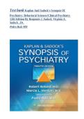 Test Bank for Kaplan & Sadock's Synopsis of Psychiatry&colon; Behavioral Sciences&sol;Clinical Psychiatry 12th Edition by Sadock&comma; Sadock & Ruiz &vert; Questions and Answers 2027