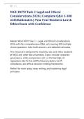 WGU D078 Task 2 Legal and Ethical &NewLine;Considerations 2026 &vert; Complete Q&A 1-300 &NewLine;with Rationales &vert; Pass Your Business Law & &NewLine;Ethics Exam with Confidence