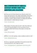 RMA COMPREHENSIVE MEDICAL&NewLine;ASSISTANT REVIEW SHEET FULL&NewLine;QUESTIONS AND SOLUTIONS&NewLine;