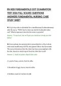 RN HESI FUNDAMENTALS EXIT EXAMINATION&NewLine;TEST 2026 FULL SOLVED QUESTIONS&NewLine;ANSWERS FUNDAMENTAL NURSING CARE&NewLine;STUDY SHEET&NewLine;