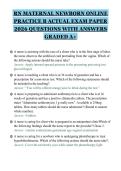 RN MATERNAL NEWBORN ONLINE&NewLine;PRACTICE B ACTUAL EXAM PAPER&NewLine;2026 QUESTIONS WITH ANSWERS&NewLine;GRADED A&plus;