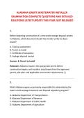 ALABAMA ONSITE WASTEWATER INSTALLER &NewLine;EXAMINATION COMPLETE QUESTIONS AND DETAILED &NewLine;SOLUTIONS LATEST UPDATE THIS YEAR JUST RELEASED 