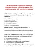 ALABAMA RELIABILITY TECHNICIAN CERTIFICATION &NewLine;EXAMINATION COMPLETE QUESTIONS AND DETAILED &NewLine;SOLUTIONS LATEST UPDATE THIS YEAR JUST RELEASED