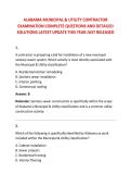 ALABAMA MUNICIPAL & UTILITY CONTRACTOR &NewLine;EXAMINATION COMPLETE QUESTIONS AND DETAILED &NewLine;SOLUTIONS LATEST UPDATE THIS YEAR JUST RELEASED