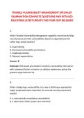 TENABLE VULNERABILITY MANAGEMENT SPECIALIST &NewLine;EXAMINATION COMPLETE QUESTIONS AND DETAILED &NewLine;SOLUTIONS LATEST UPDATE THIS YEAR JUST RELEASED