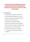 CERTIFIED RADIOLOGY ADMINISTRATOR &lpar;CRA&rpar; &NewLine;EXAMINATION COMPLETE QUESTIONS AND &NewLine;DETAILED SOLUTIONS LATEST UPDATE THIS YEAR &NewLine;JUST RELEASED
