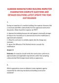 ALABAMA MANUFACTURED BUILDING INSPECTOR &NewLine;EXAMINATION COMPLETE QUESTIONS AND &NewLine;DETAILED SOLUTIONS LATEST UPDATE THIS YEAR &NewLine;JUST RELEASED
