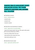 SHADOW HEALTH ADOLESCENT SPORTS&NewLine;EVALUATION ACTUAL TEST PAPER&NewLine;COMPLETE QUESTIONS AND ANSWERS&NewLine;FULL SOLUTION&NewLine;