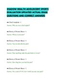SHADOW HEALTH ADOLESCENT SPORTS&NewLine;EVALUATION UPDATED ACTUAL EXAM&NewLine;QUESTIONS AND CORRECT ANSWERS&NewLine;