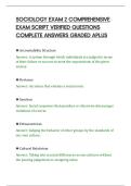 SOCIOLOGY EXAM 2 COMPREHENSIVE&NewLine;EXAM SCRIPT VERIFIED QUESTIONS&NewLine;COMPLETE ANSWERS GRADED APLUS
