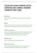 SOCIOLOGY EXAM 2 UPDATED ACTUAL&NewLine;QUESTIONS AND CORRECT ANSWERS&NewLine;COMPLETE STUDY GUIDE