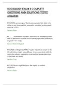 SOCIOLOGY EXAM 3 COMPLETE&NewLine;QUESTIONS AND SOLUTIONS TESTED&NewLine;ANSWERS&NewLine;