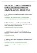 SOCIOLOGY EXAM 3 COMPREHENSIVE&NewLine;EXAM SCRIPT VERIFIED QUESTIONS&NewLine;COMPLETE ANSWERS GRADED APLUS