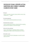 SOCIOLOGY EXAM 3 UPDATED ACTUAL&NewLine;QUESTIONS AND CORRECT ANSWERS&NewLine;COMPLETE STUDY GUIDE&NewLine;