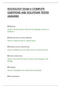 SOCIOLOGY EXAM 4 COMPLETE&NewLine;QUESTIONS AND SOLUTIONS TESTED&NewLine;ANSWERS&NewLine;