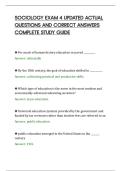 SOCIOLOGY EXAM 4 UPDATED ACTUAL&NewLine;QUESTIONS AND CORRECT ANSWERS&NewLine;COMPLETE STUDY GUIDE&NewLine;