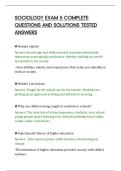 SOCIOLOGY EXAM 5 COMPLETE&NewLine;QUESTIONS AND SOLUTIONS TESTED&NewLine;ANSWERS&NewLine;