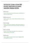 SOCIOLOGY EXAM 6 EXAM PREP&NewLine;SOLVED QUESTIONS ACCURATE&NewLine;ANSWERS PREMIUM REVIEW