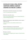 SOCIOLOGY EXAM 6 FINAL REVIEW&NewLine;QUESTIONS VERIFIED COMPLETE&NewLine;ANSWERS 100 PERCENT CORRECT