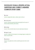 SOCIOLOGY EXAM 6 UPDATED ACTUAL&NewLine;QUESTIONS AND CORRECT ANSWERS&NewLine;COMPLETE STUDY GUIDE&NewLine;
