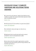 SOCIOLOGY EXAM 7 COMPLETE&NewLine;QUESTIONS AND SOLUTIONS TESTED&NewLine;ANSWERS