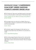SOCIOLOGY EXAM 7 COMPREHENSIVE&NewLine;EXAM SCRIPT VERIFIED QUESTIONS&NewLine;COMPLETE ANSWERS GRADED APLUS&NewLine;