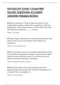 SOCIOLOGY EXAM 7 EXAM PREP&NewLine;SOLVED QUESTIONS ACCURATE&NewLine;ANSWERS PREMIUM REVIEW&NewLine;