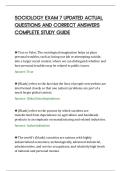 SOCIOLOGY EXAM 7 UPDATED ACTUAL&NewLine;QUESTIONS AND CORRECT ANSWERS&NewLine;COMPLETE STUDY GUIDE&NewLine;