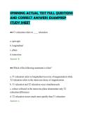 SPINNING ACTUAL TEST FULL QUESTIONS&NewLine;AND CORRECT ANSWERS EXAMPREP&NewLine;STUDY SHEET
