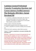 Louisiana Licensed Professional &NewLine;Counselor Examination Questions And &NewLine;Correct Answers &lpar;Verified Answers&rpar; &NewLine;Plus Rationales 2026 Q&A &vert; Instant &NewLine;Download Pdf 