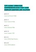 TCFP HAZMAT OPERATIONS&NewLine;COMPREHENSIVE EXAM STUDY GUIDE&NewLine;COMPLETE QUESTIONS AND SOLUTIONS&NewLine;