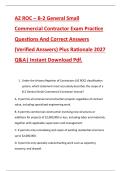 AZ ROC &ndash; B-2 General Small &NewLine;Commercial Contractor Exam Practice &NewLine;Questions And Correct Answers &NewLine;&lpar;Verified Answers&rpar; Plus Rationale 2027 &NewLine;Q&A&vert; Instant Download Pdf&period;