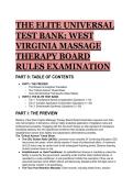 2026&sol;2027 ELITE TEST BANK&colon; West Virginia Massage Therapy Board Rules Examination &lpar;Q&A &plus; Rationales&rpar;