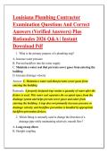 Louisiana Plumbing Contractor &NewLine;Examination Questions And Correct &NewLine;Answers &lpar;Verified Answers&rpar; Plus &NewLine;Rationales 2026 Q&A &vert; Instant &NewLine;Download Pdf 