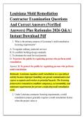 Louisiana Mold Remediation &NewLine;Contractor Examination Questions &NewLine;And Correct Answers &lpar;Verified &NewLine;Answers&rpar; Plus Rationales 2026 Q&A &vert; &NewLine;Instant Download Pdf 