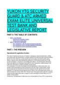 2026&sol;2027 Yukon YTG Security Guard & ATC Armed Exam&colon; Elite Universal Test Bank &lpar;Q&A & Legislative Analysis&rpar;