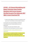 AZ ROC &ndash; B-3 General Remodeling and &NewLine;Repair Contractor Exam Practice &NewLine;Questions And Correct Answers &NewLine;&lpar;Verified Answers&rpar; Plus Rationale 2027 &NewLine;Q&A&vert; Instant Download Pdf&period;