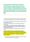 Chicago DOB &ndash; Electrical Contractor &NewLine;License Exam Practice Questions And &NewLine;Correct Answers &lpar;Verified Answers&rpar; Plus &NewLine;Rationale 2027 Q&A&vert; Instant Download &NewLine;Pdf&period; 