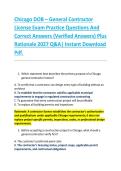 Chicago DOB &ndash; General Contractor &NewLine;License Exam Practice Questions And &NewLine;Correct Answers &lpar;Verified Answers&rpar; Plus &NewLine;Rationale 2027 Q&A&vert; Instant Download &NewLine;Pdf&period; 