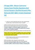 Chicago DOB &ndash; Mason Contractor &NewLine;License Exam Practice Questions And &NewLine;Correct Answers &lpar;Verified Answers&rpar; Plus &NewLine;Rationale 2027 Q&A&vert; Instant Download &NewLine;Pdf&period; 
