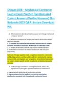Chicago DOB &ndash; Mechanical Contractor &NewLine;License Exam Practice Questions And &NewLine;Correct Answers &lpar;Verified Answers&rpar; Plus &NewLine;Rationale 2027 Q&A&vert; Instant Download &NewLine;Pdf&period; 